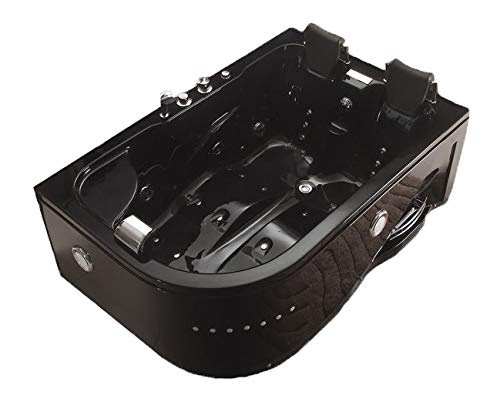MCP-Distributions 2 Person Whirlpool Massage Hydrotherapy Black Corner Bathtub Tub with Bluetooth, FREE Remote Control and Water Heater