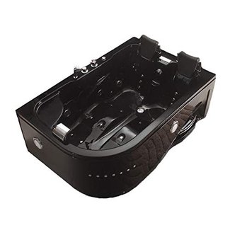 MCP-Distributions 2 Person Whirlpool Massage Hydrotherapy Black Corner Bathtub Tub with Bluetooth, FREE Remote Control and Water Heater