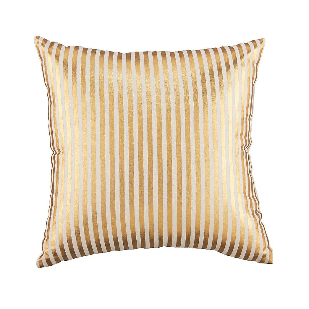Metallic Pinstripe Gold Throw Pillow
