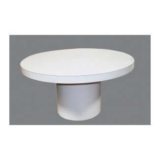 Mid Century Modern White Round Dining Table Tube Base