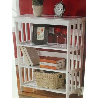 Mission Style Bookcase / Bookshelf (White 3 Tier)