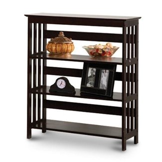 Mission Style Contemporary Cappuccino Espresso Book Shelf / Case Bookcase Bookshelf - Great for Rvs and Boats!