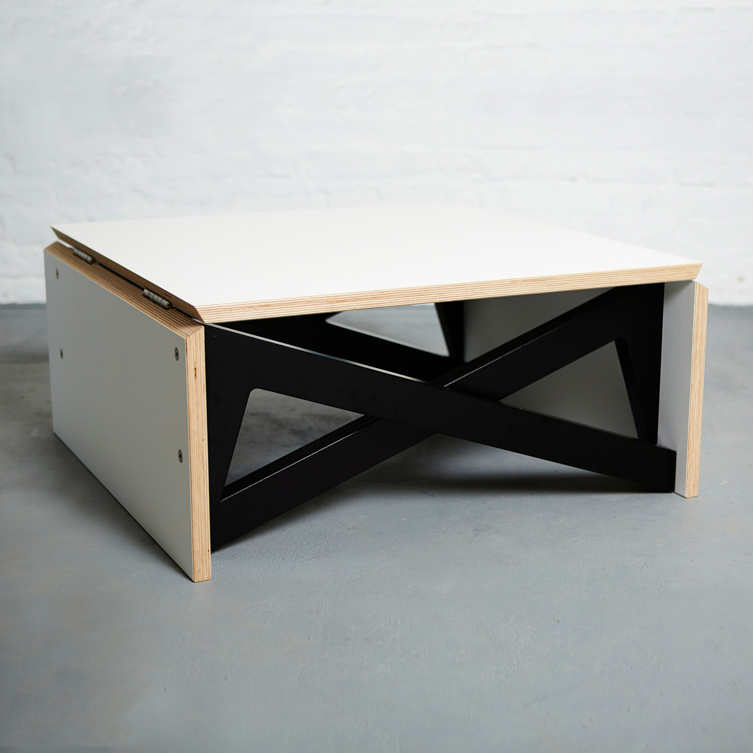 MK1 Transforming Coffee Table White Melamine/Black Base