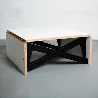MK1 Transforming Coffee Table White Melamine/Black Base