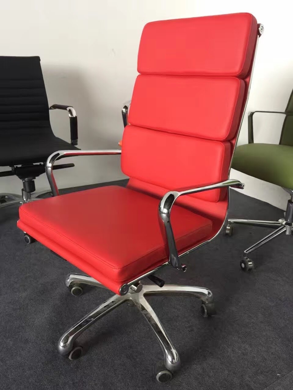 modern red desk chair