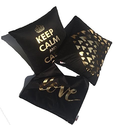 Monkeysell Original Bronzing Flannelette Home Pillowcases Throw Pillow Cover Black Gold Pillow Cushion Lumbar Pillow Love Letter Pattern Design Rock Punk Neoclassical Style