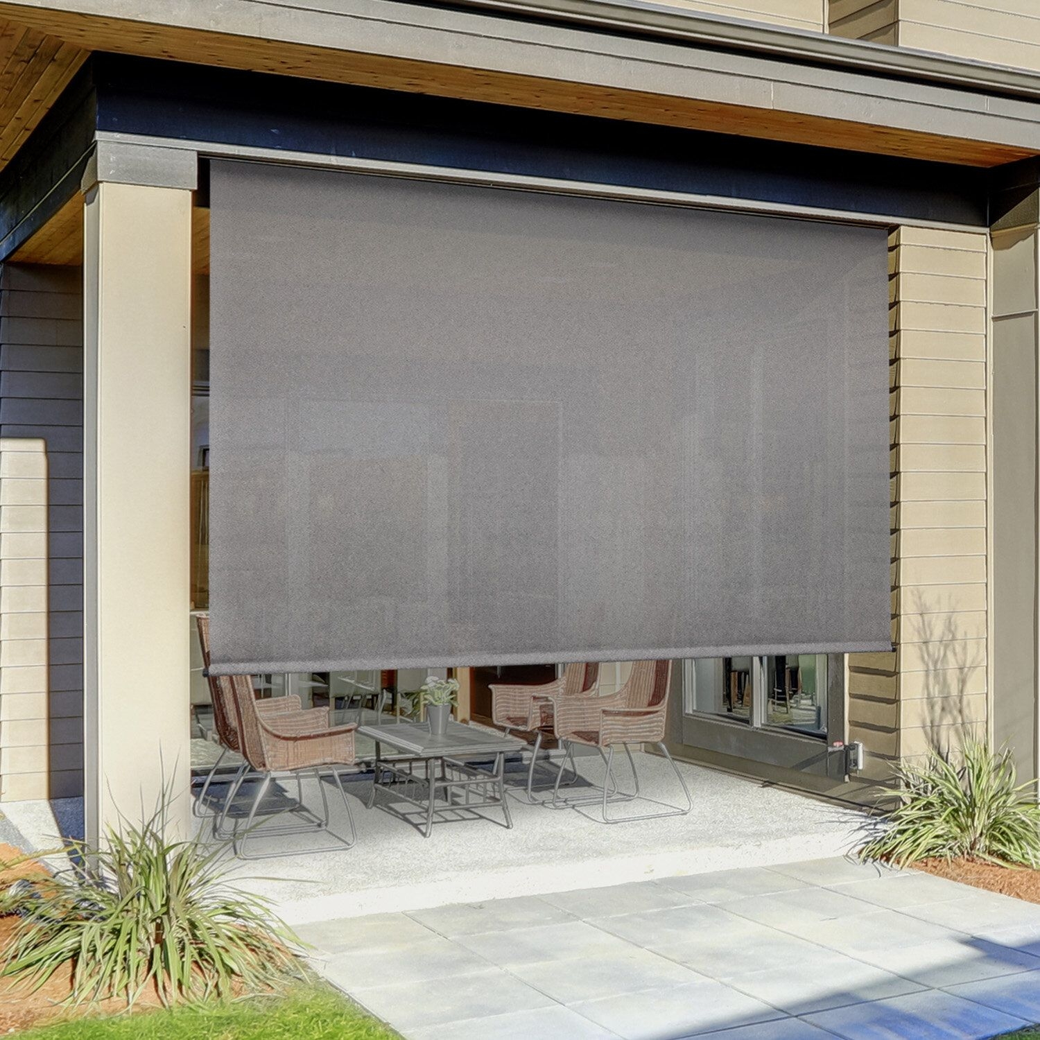 8-Ft Window Sun Shade Blind Roller Roll-Up Exterior Cordless Patio Outdoor Porch 
