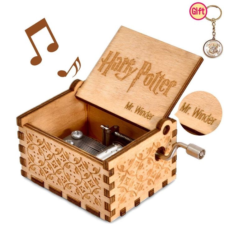 Harry Potter Hand Crank Music Box White Color Wooden Music Box Holiday Gifts