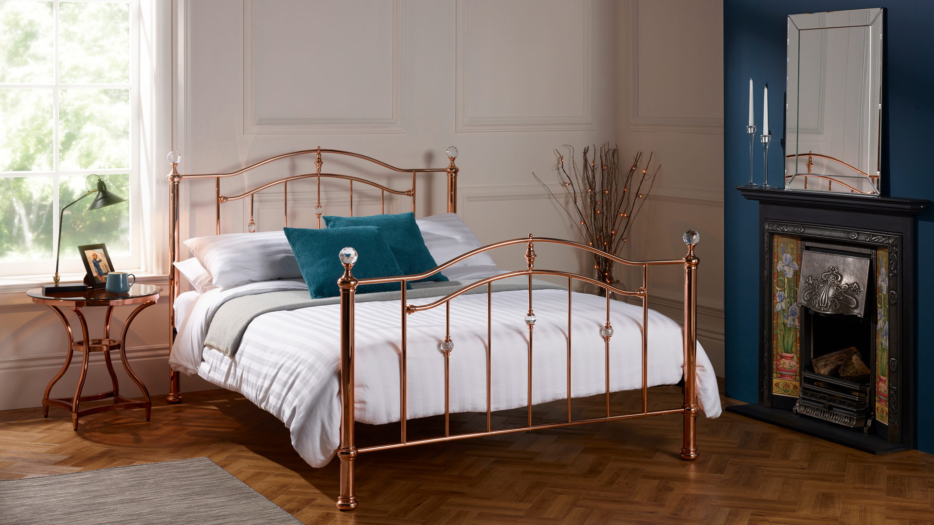 rose gold small double bed frame