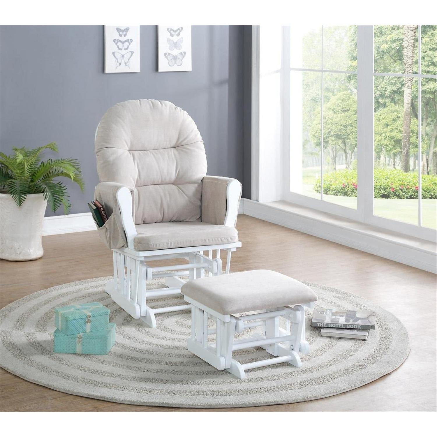 Naomi Home Brisbane Glider & Ottoman Set
