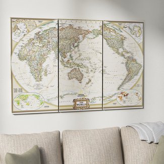 'National Geographic World Map' Graphic Art Print Multi-Piece Image on Wrapped Canvas