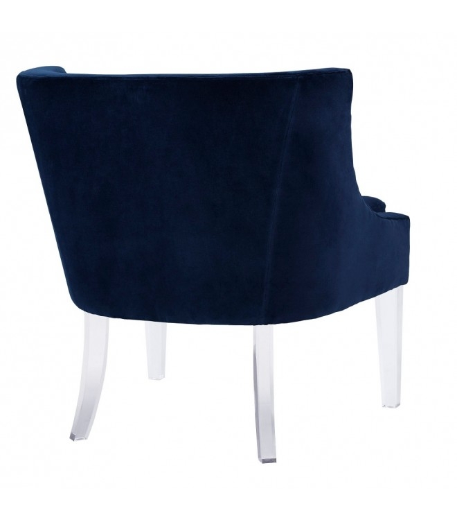 Navy Blue Velvet Accent Chair Acrylic Legs