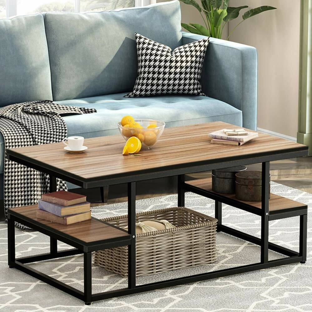 Northup Modern Industrial Coffee Table with storage