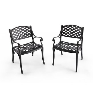 Nuu Garden Outdoor Furniture Solid Cast Aluminum Patio Conversation Dining Arm Chair CD002, Antique Bronze (Set of 2)