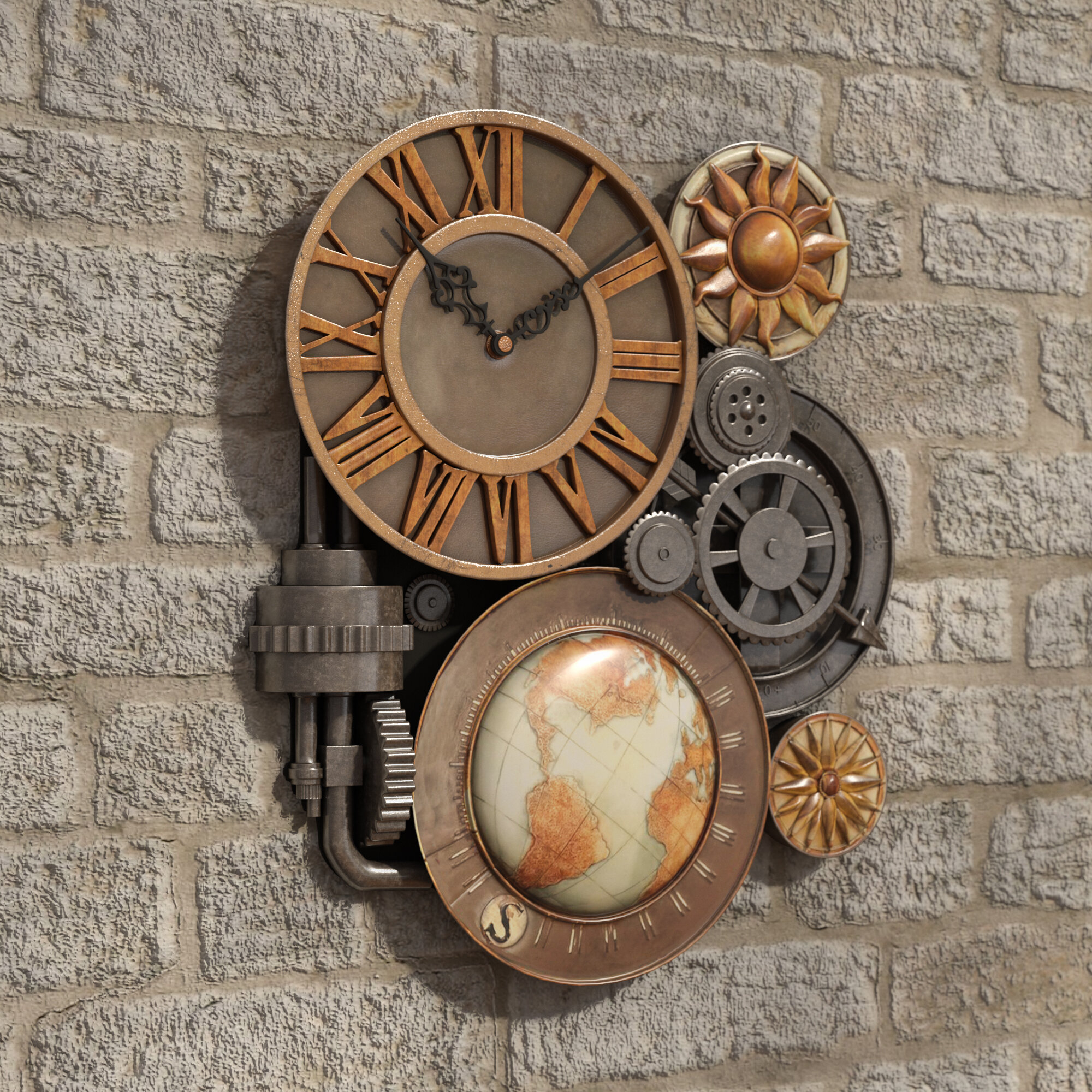 Oakland Gears Sculptural Wall Clock