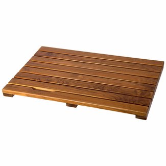 Ollieroo Luxury Spa Solid Teak Bath Mat, Indoor/Outdoor Shower Mat, Large Floor Mat Size 23.6" x 15.7" x 1.4"