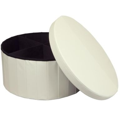 Otto & Ben 30" Storage Ottoman - Coffee Table with SMART LIFT Top, Folding Round Faux Leather Trunk Ottomans Bench Foot Rest, Parent