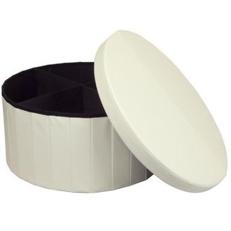 Otto & Ben 30" Storage Ottoman - Coffee Table with SMART LIFT Top, Folding Round Faux Leather Trunk Ottomans Bench Foot Rest, Parent