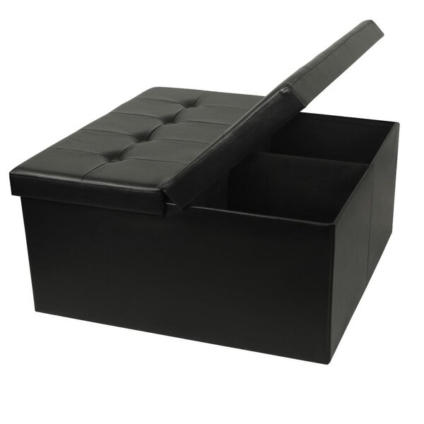 Otto & Ben 30" Storage Ottoman - Coffee Table with SMART LIFT Top, Tufted Folding Faux Leather Trunk Ottomans Bench Foot Rest, Parent