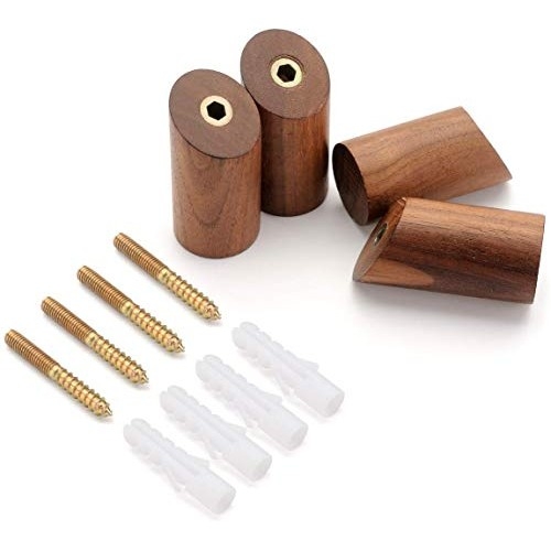 Pack of 4, Natural Wooden Coat Hooks, Wall Mounted Single Wall Hook Rack, Clothes Hat Hanger Towel Rack Home Vintage Handmade Craft (Black Walnut, 2.4 inch)