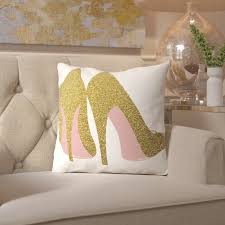 Peach & Gold Shoes Throw Pillow