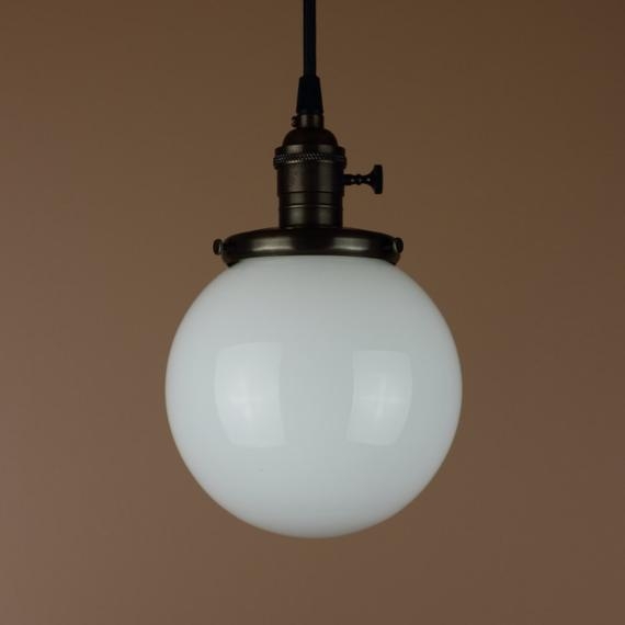 Pendant Light 6 inch White Milk Glass Globe Antique