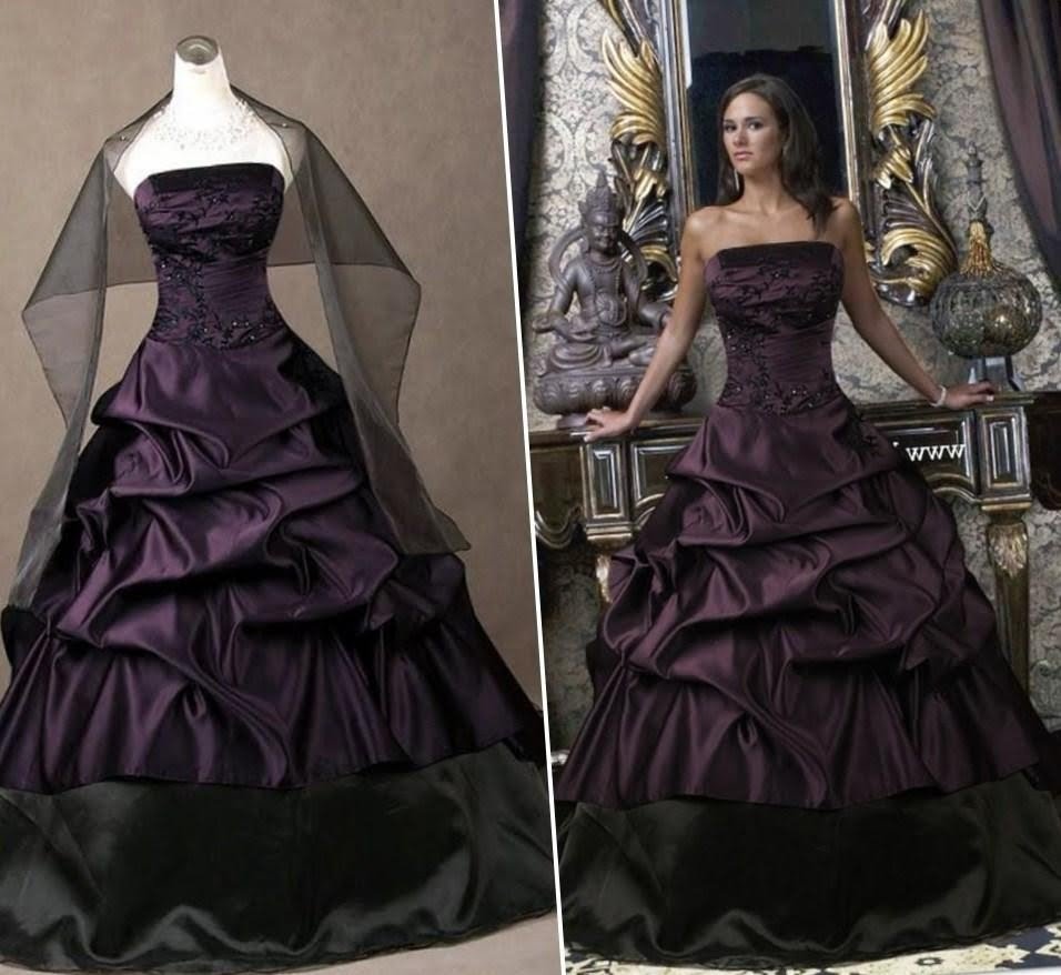 purple gothic corset wedding dresses