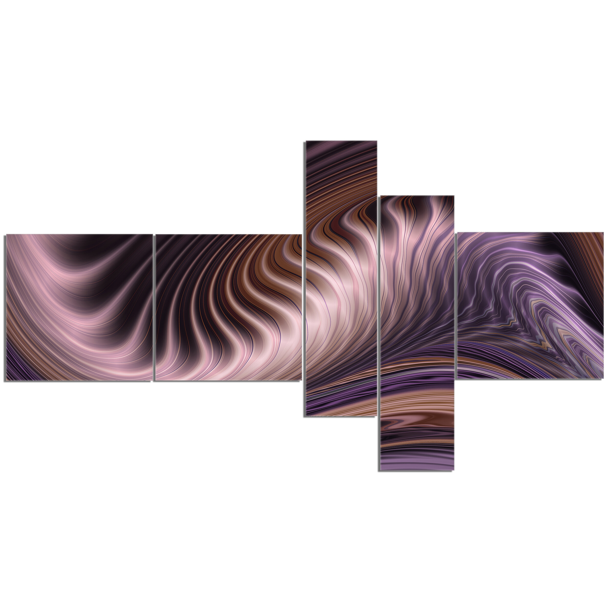 'Purple Waves Fractal Wall Art' Graphic Art Print Multi-Piece Image on Canvas