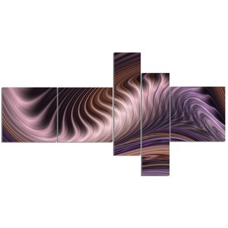 'Purple Waves Fractal Wall Art' Graphic Art Print Multi-Piece Image on Canvas