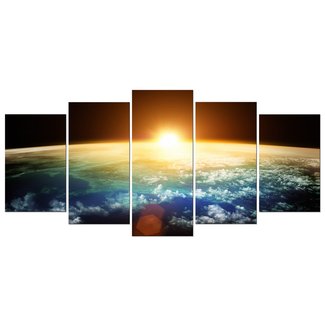 Pyradecor the Earth 5 Panels Modern Seascape Artwork Giclee Canvas Prints on Stretched and Framed Canvas Wall Art Ready to Hang for Wall Decor