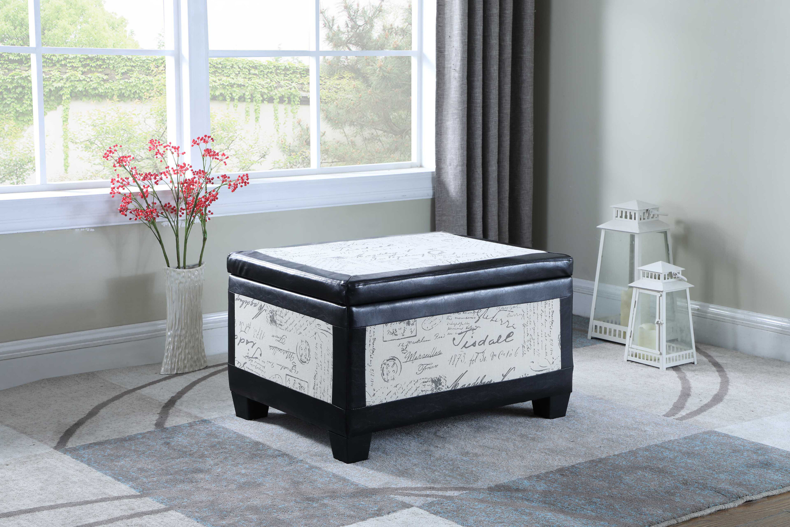 Quaniece Wood Storage Ottoman