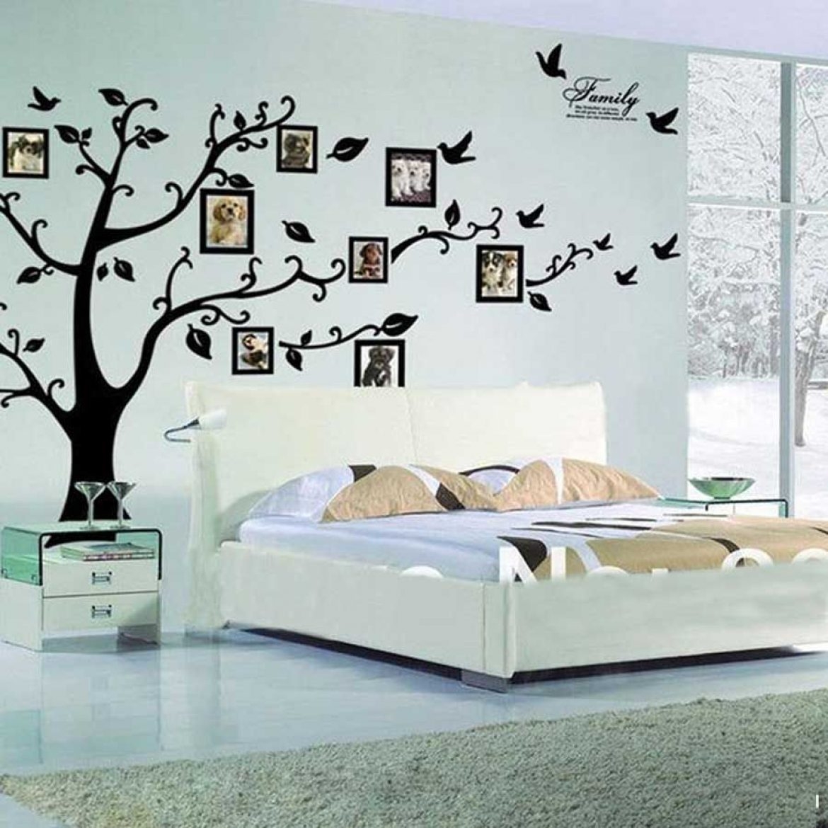 10 Pcs Picture Frames Wall Decal The Memories Vinyl Stickers Removable Photo Frame Butterflies Leaves Art DIY Sticker Mural for Bedroom Playroom Living Room Office Home Window Door Decoration