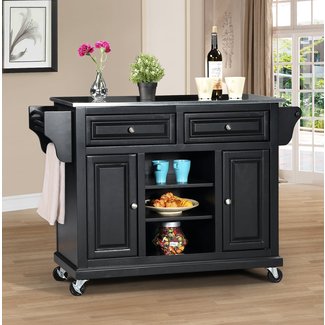 Raynham Kitchen Island with Stainless Steel Top
