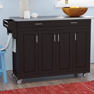Regiene Kitchen Island with Stainless Steel Top
