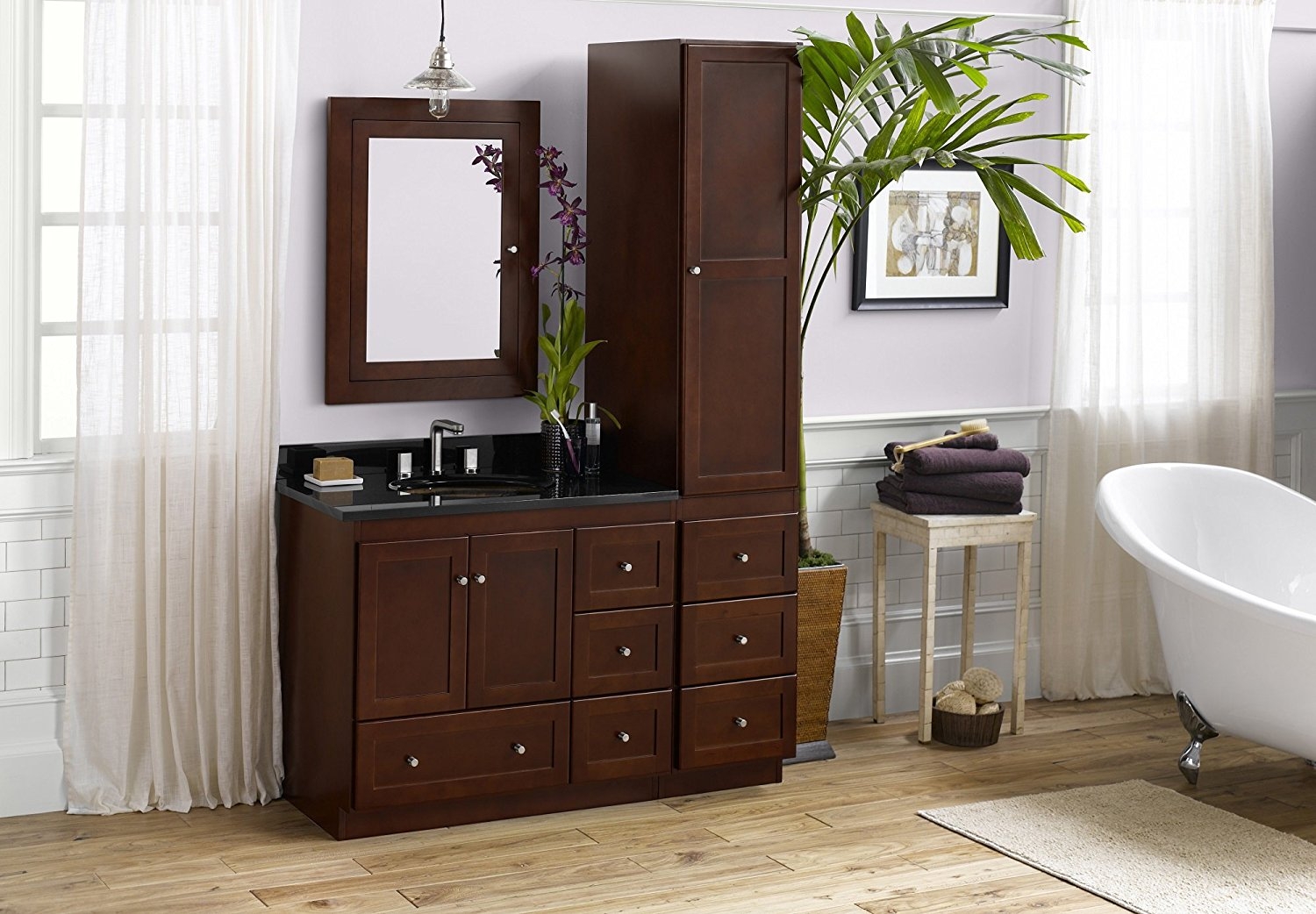 Bathroom Vanity And Linen Cabinet Combo, Makeup Tower And Vanity Set