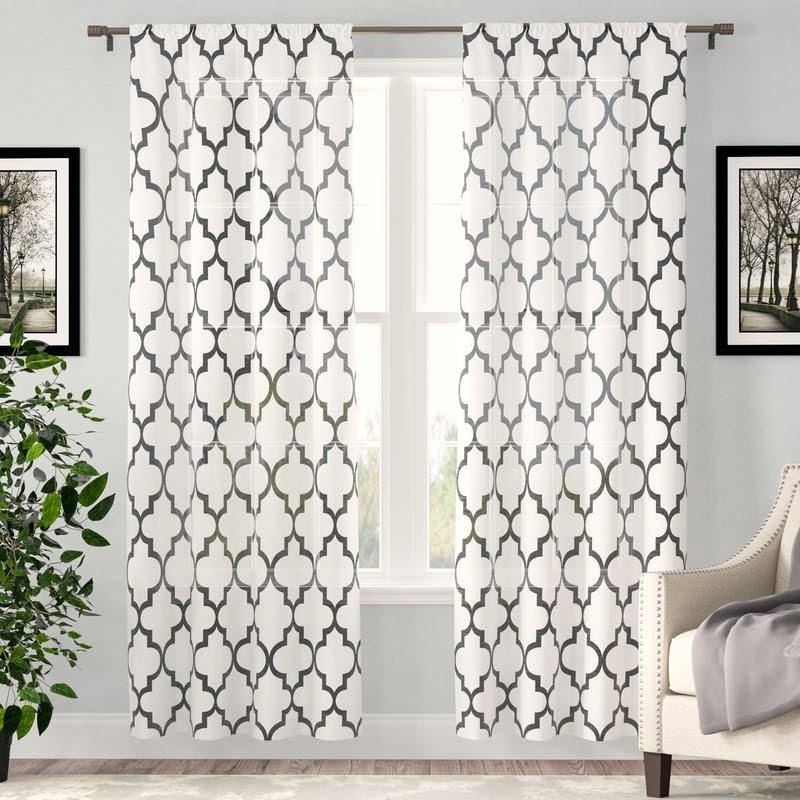 Runyon Geometric Sheer Rod Pocket Single Curtain Panel