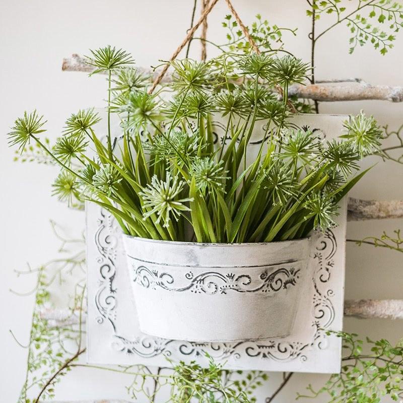 Rustic Snowflake Grass Hanging Flowering Grass Planter