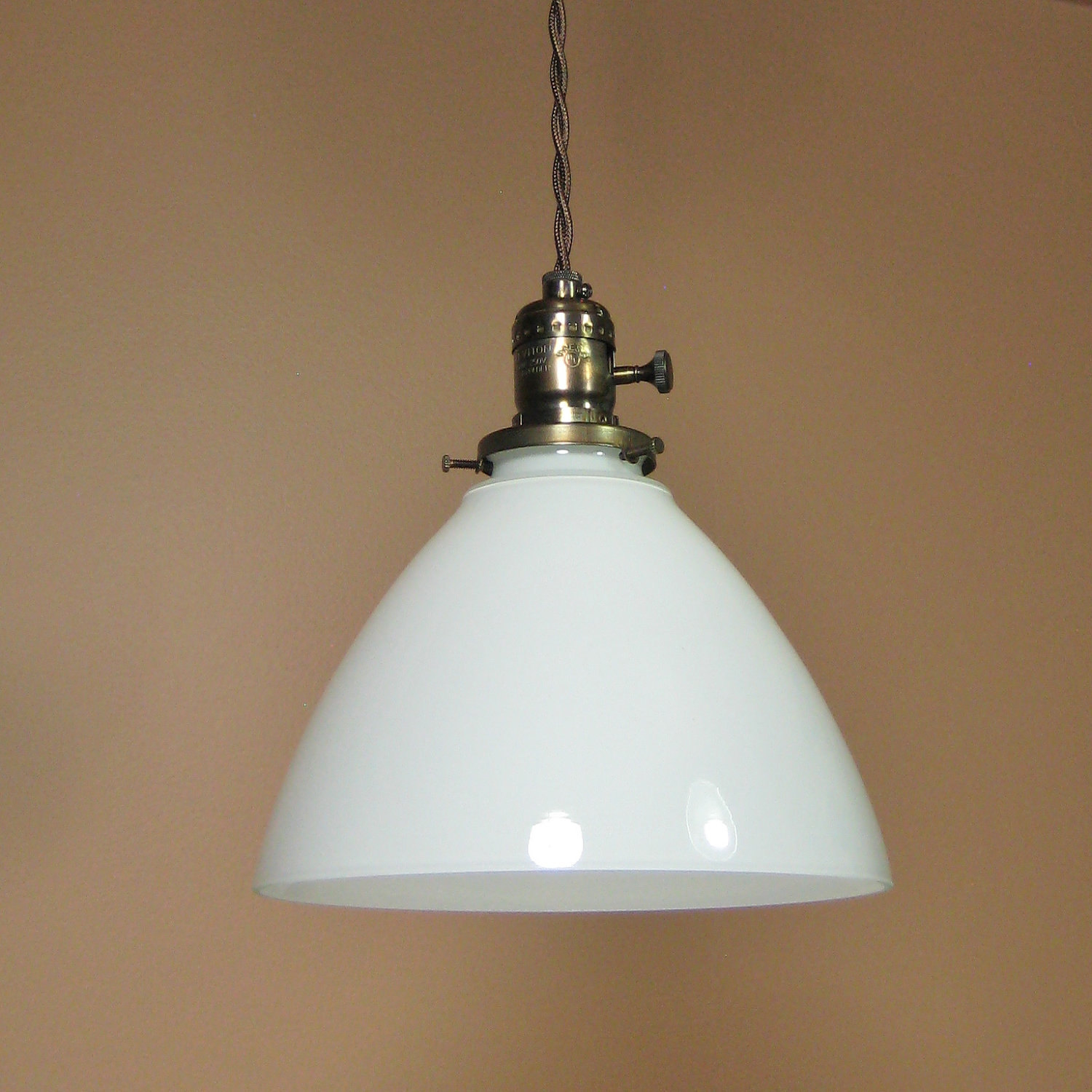 SALE Pendant Light with White Milk Glass Hand by ...