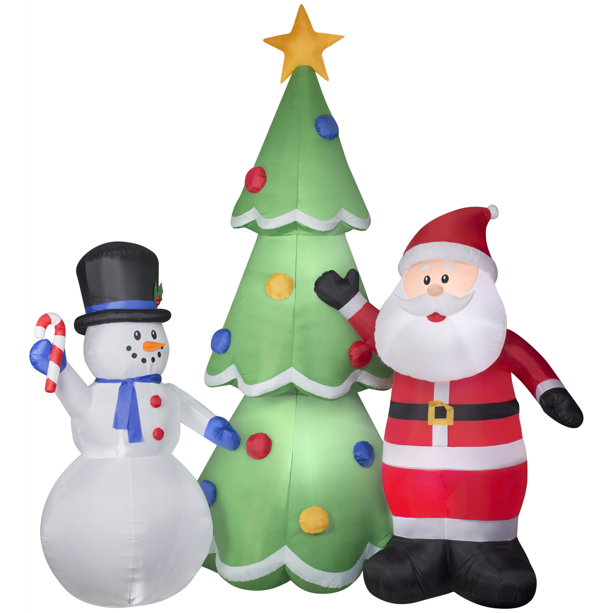 Santa and Snowman Tree Scene Inflatable