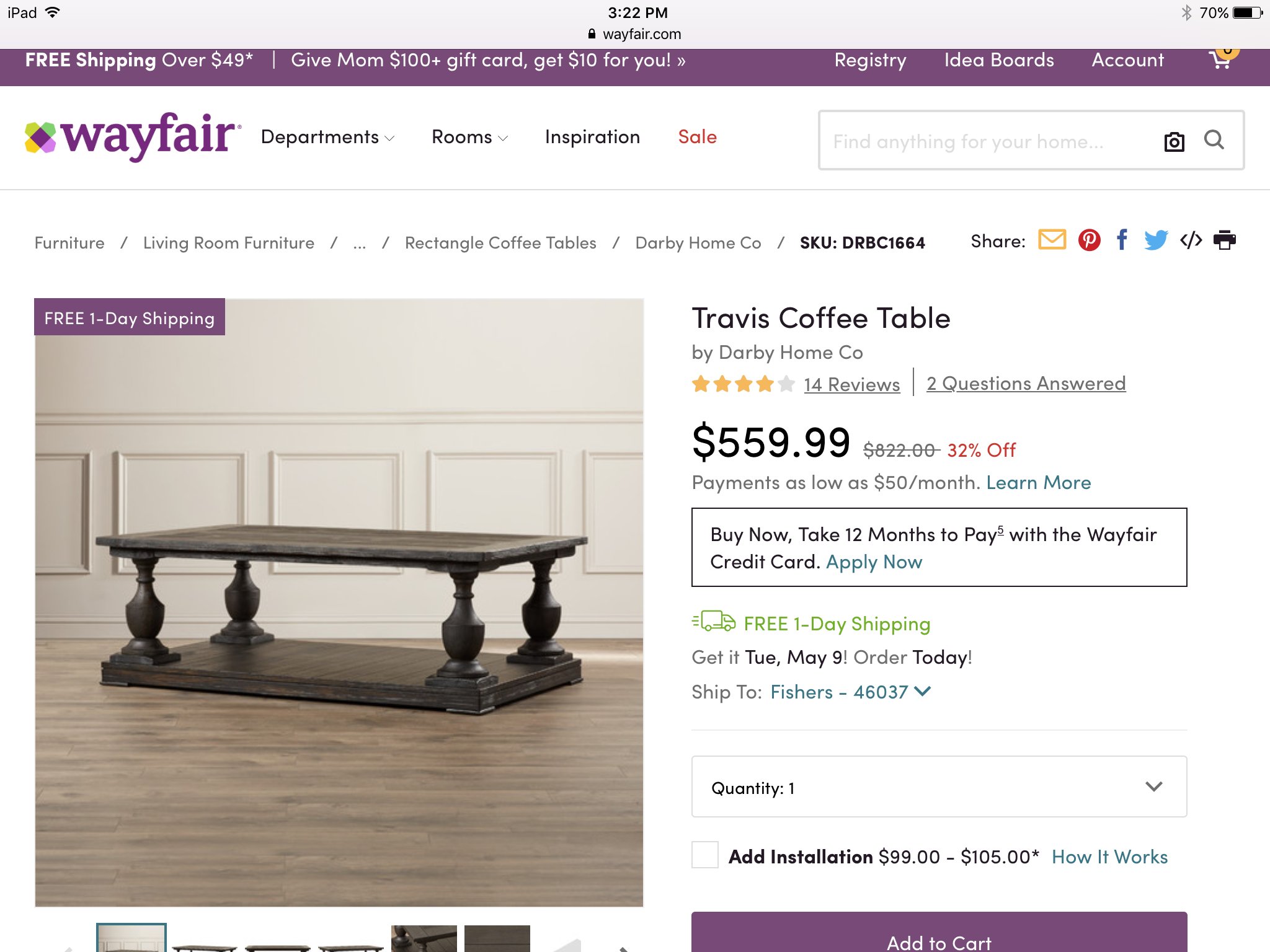 Sarcoxie Coffee Table