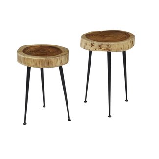 Sely Wooden Round 2 Piece End Table Set