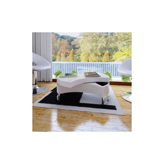 Shape-Adjustable High Gloss White Coffee Side Table