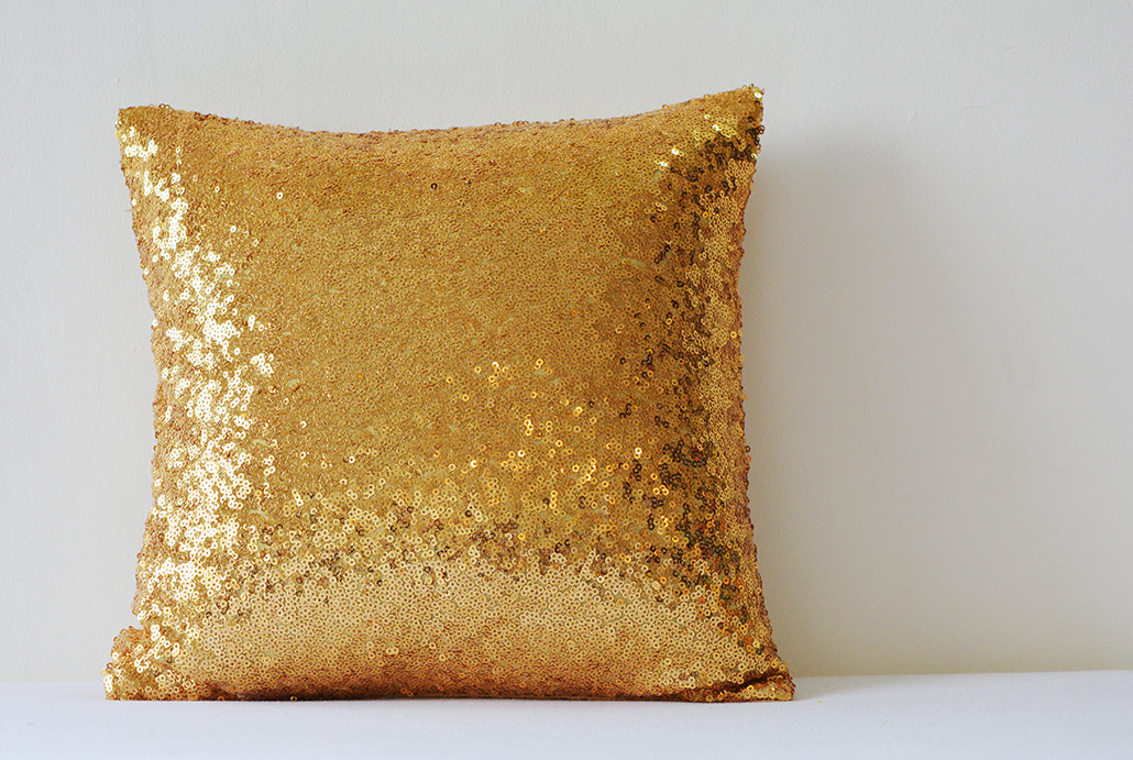 Shiny 24 Ct Gold Pillow Cover Metallic Gold Cushion Cover