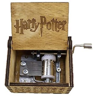 Shmily_B Harry Potter Hand Engraved Wooden Music Box Magic Hogwarts Hand Cranked Movement Gift