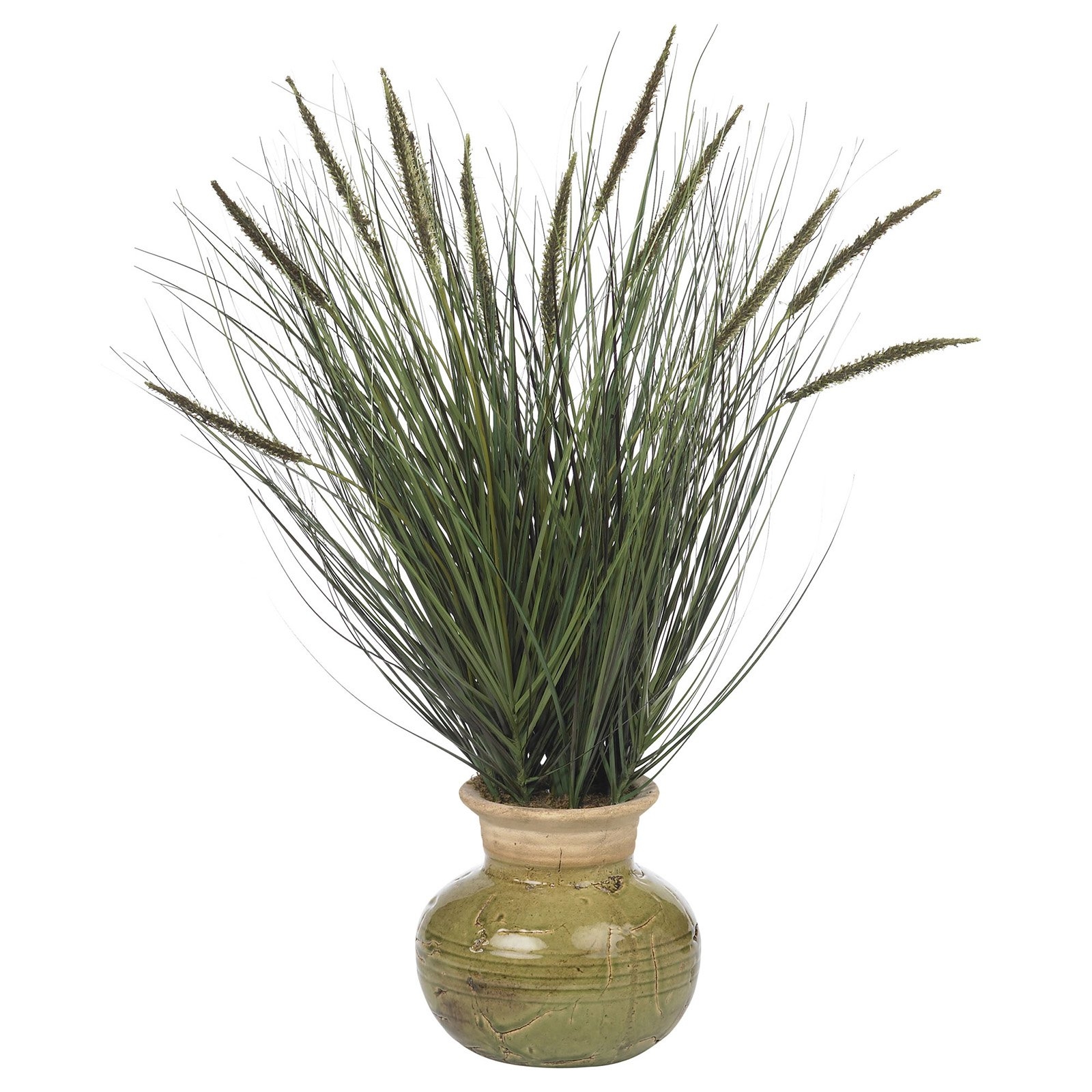Silk Grass in Round Decorative Vase