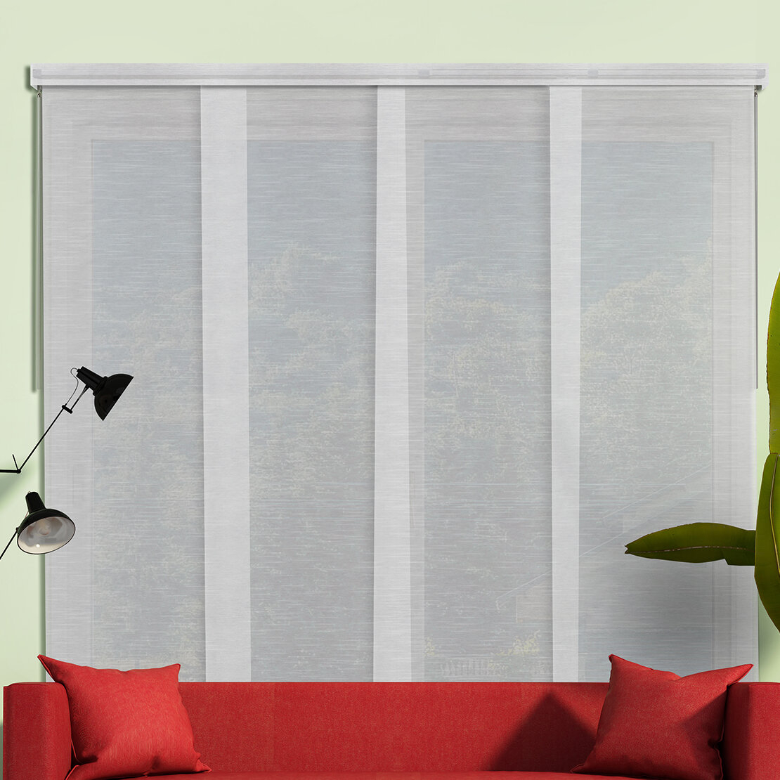 Sliding Panel Room Darkening Vertical Blind (Set of 4)