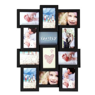 SONGMICS Collage Picture Frames, for Four 4 x 6 Inches Photos, Photo Frame with Glass Front, Wood Grain, Wall-Mounted or