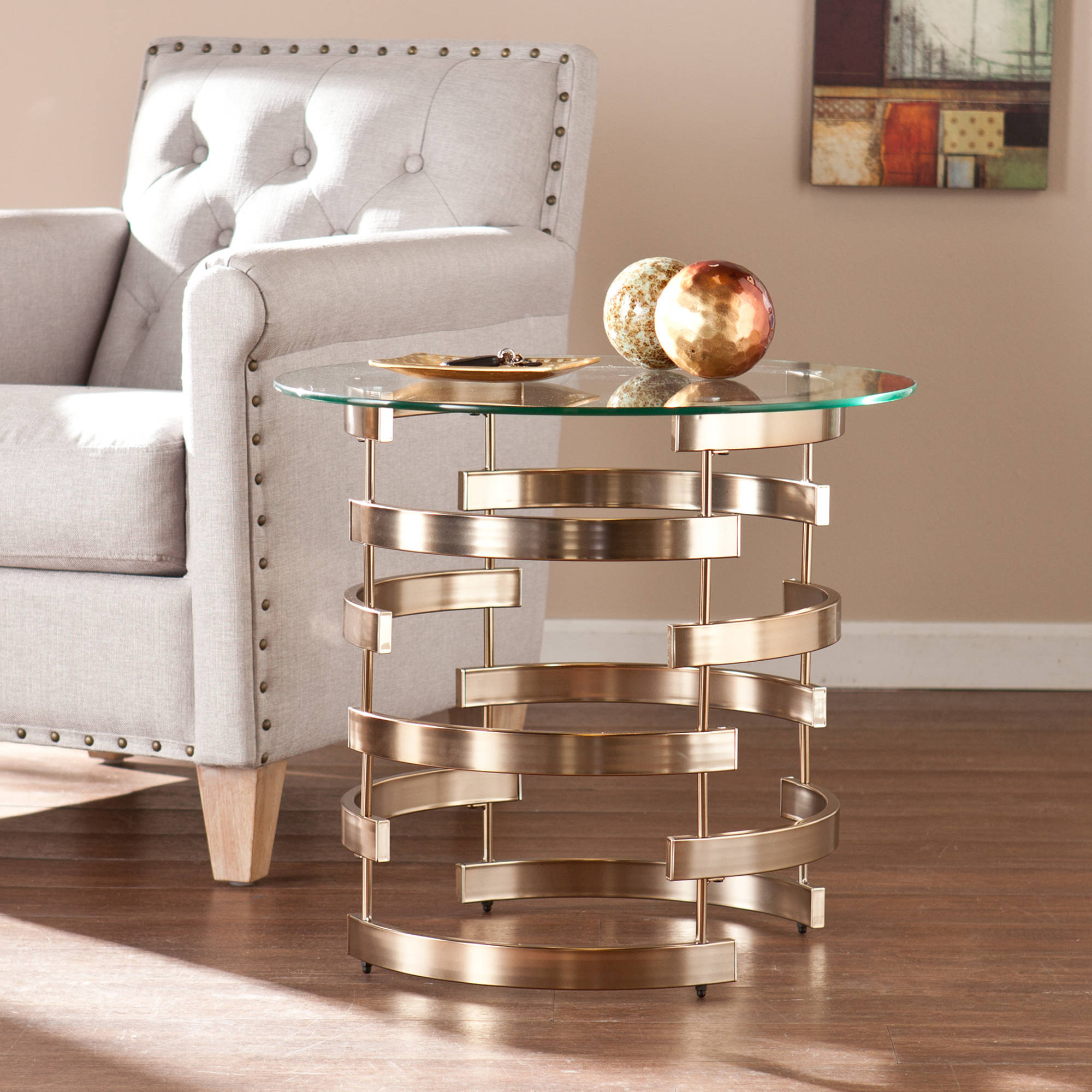 Southern Enterprises Belmar End Table, Champagne Finish