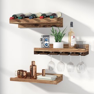 Sterns 5 Bottle Wall Mounted 3 Piece Wine Bottle Rack