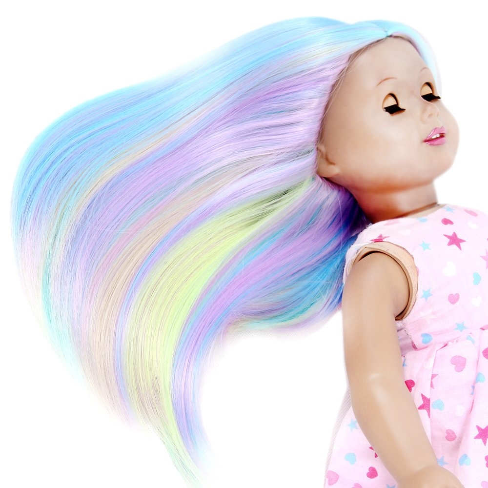 Cool Short Straight BOB White Purple Blended Doll Wig for 18 American Dolls with 10-11 Head